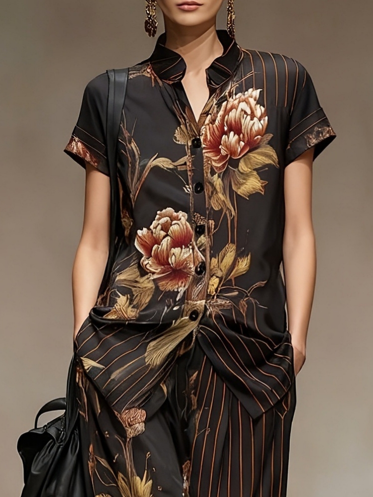 ชุดเซ็ตผ้าชีฟองสำหรับผู้หญิง 2 - Romper Floral Print บทวิจารณ์และราคา