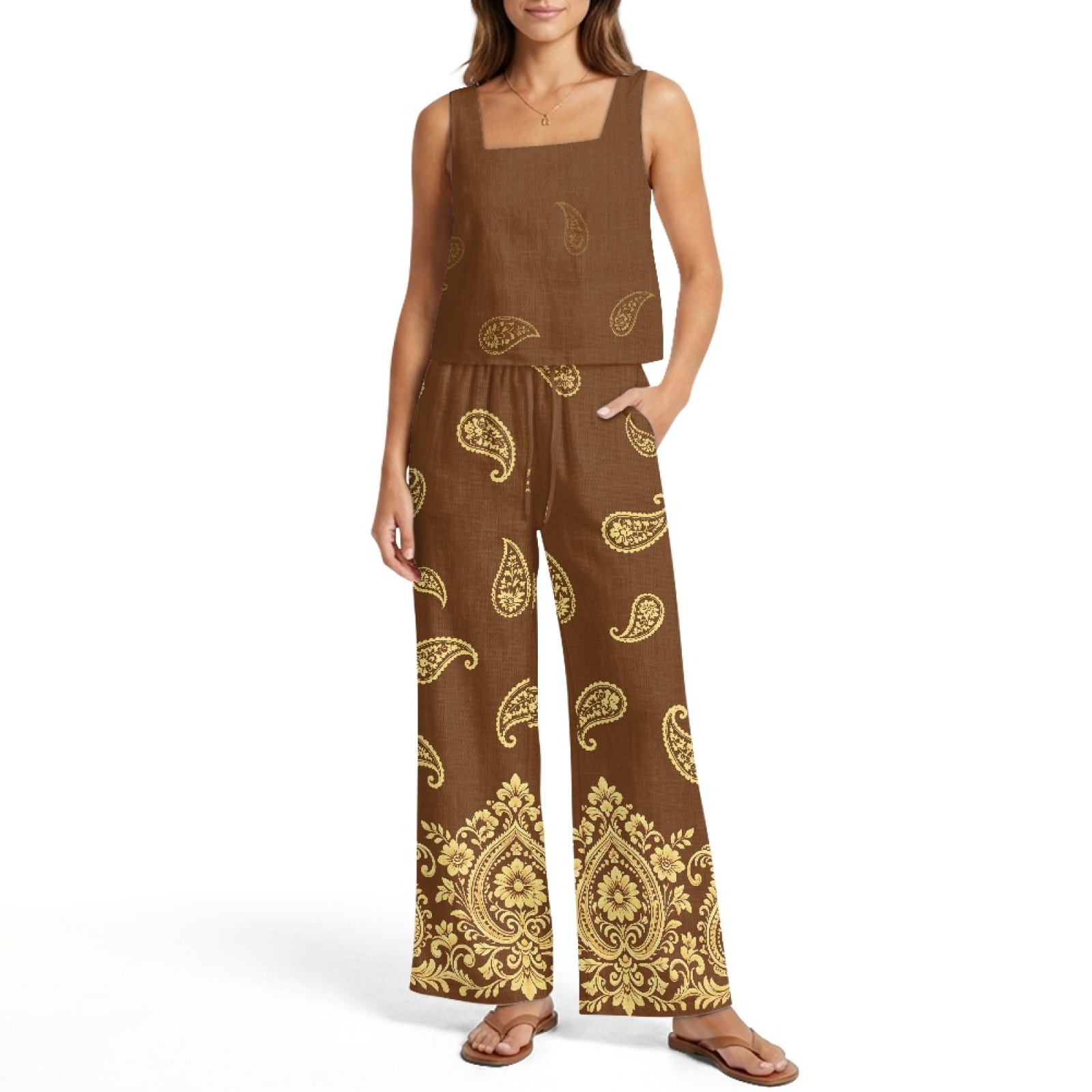 INSTANTARTS ชุดเสื้อกั๊กผ้าลิน - Linen Pant Wide บทวิจารณ์และราคา