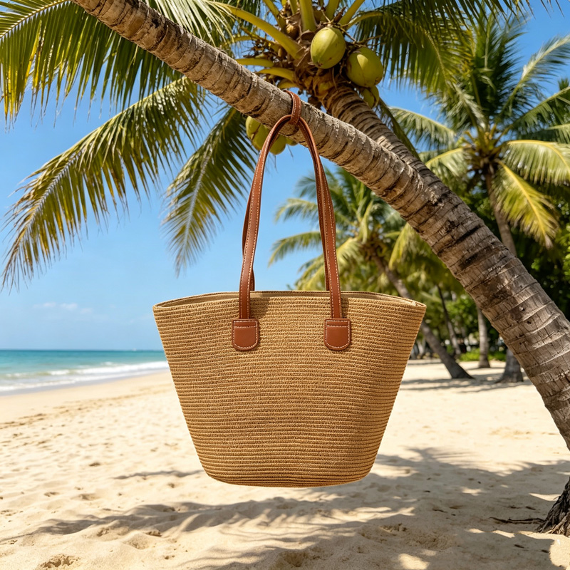 CLAREGQI กระเป๋าโท้ทสานสีพื้นส - Tote Bag Beach บทวิจารณ์และราคา