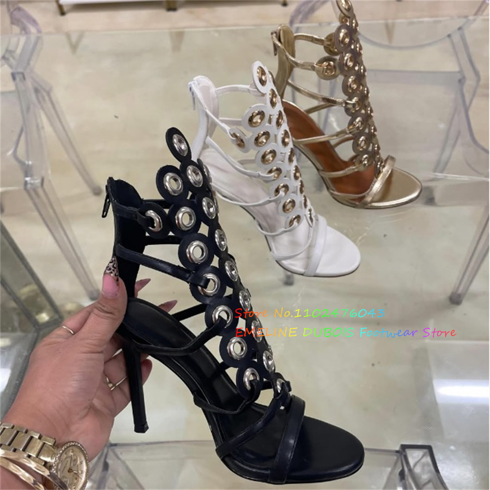 รองเท้าส้นสูงประดับวงกลมสีทอง  - Sandal Strappy Heeled บทวิจารณ์และราคา