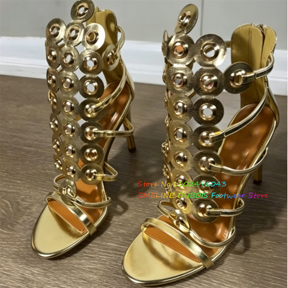 รองเท้าส้นสูงประดับวงกลมสีทอง  - Sandal Strappy Heeled บทวิจารณ์และราคา