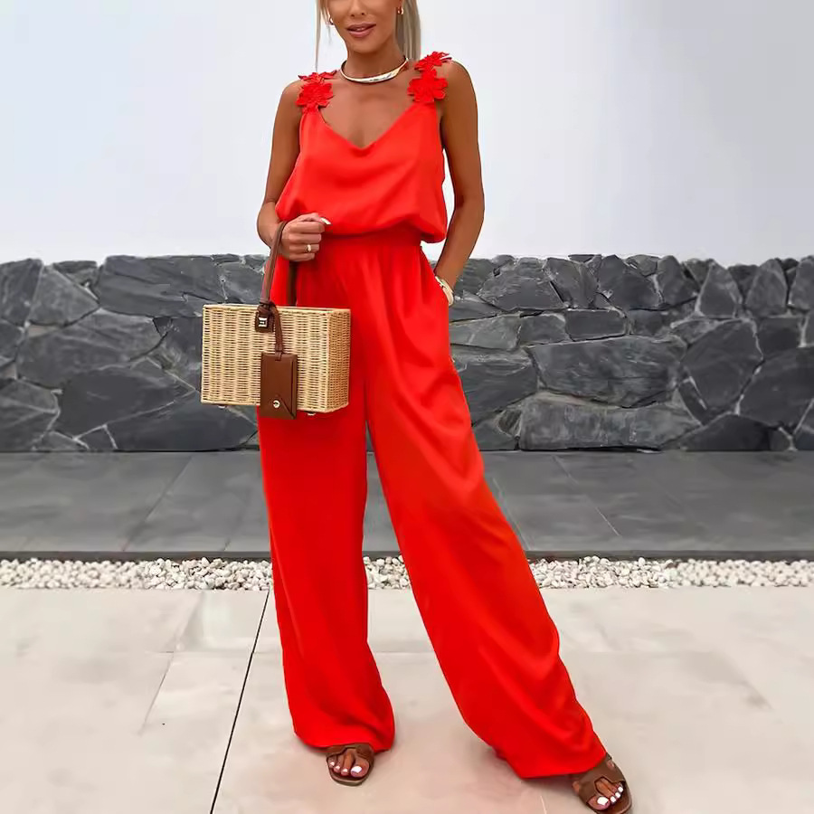 จั๊มสูทลำลองแบบสายเดี่ยว ผ้าฝ้ - Jumpsuit Linen Relaxed บทวิจารณ์และราคา