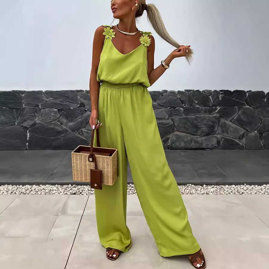 จั๊มสูทลำลองแบบสายเดี่ยว ผ้าฝ้ - Jumpsuit Linen Relaxed บทวิจารณ์และราคา