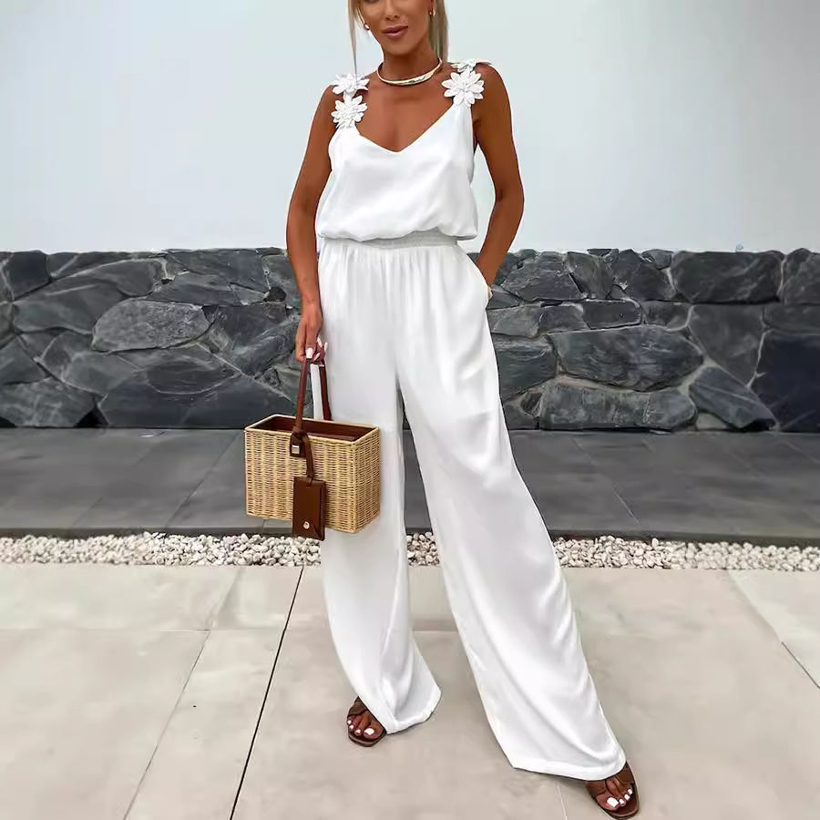 จั๊มสูทลำลองแบบสายเดี่ยว ผ้าฝ้ - Jumpsuit Linen Relaxed บทวิจารณ์และราคา