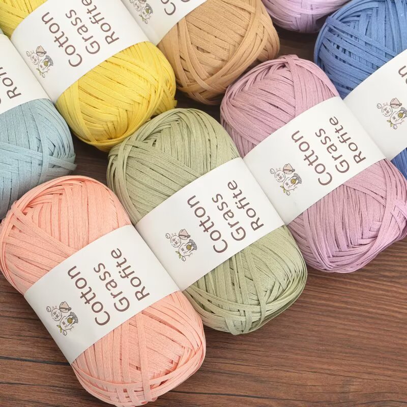 ไหมพรมราฟเฟียหลากสีแบบใหม่ สำห - Crochet Bag Raffia บทวิจารณ์และราคา