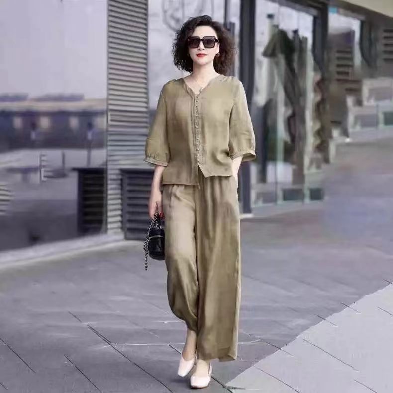 เซ็ต2ชิ้นคอตตอนและผ้าลินินของผ - Linen Pant Wide บทวิจารณ์และราคา