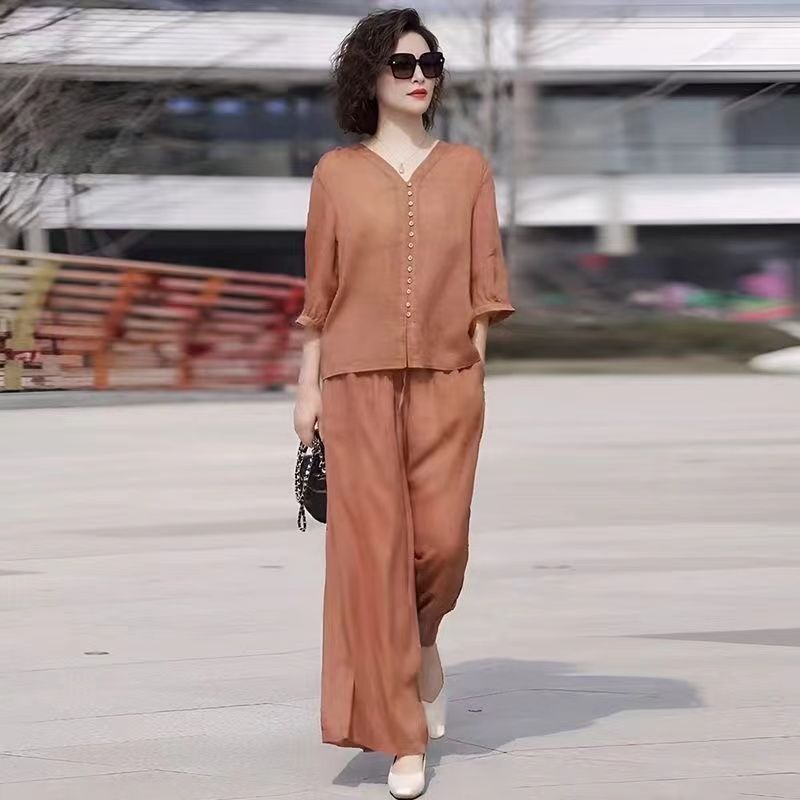 เซ็ต2ชิ้นคอตตอนและผ้าลินินของผ - Linen Pant Wide บทวิจารณ์และราคา