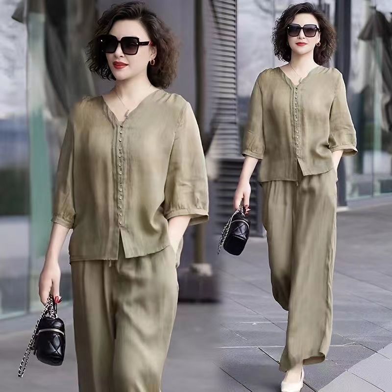 เซ็ต2ชิ้นคอตตอนและผ้าลินินของผ - Linen Pant Wide บทวิจารณ์และราคา
