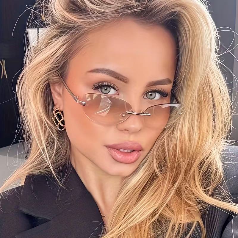 แว่นกันแดดทรงวงรีไร้กรอบสำหรับ - Sunglasses Cat Eye บทวิจารณ์และราคา
