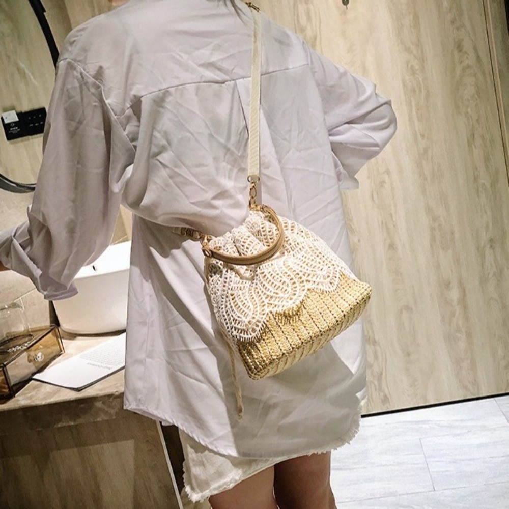 กระเป๋าสะพายไหล่ลายลูกไม้วินเท - Tote Bag Beach บทวิจารณ์และราคา
