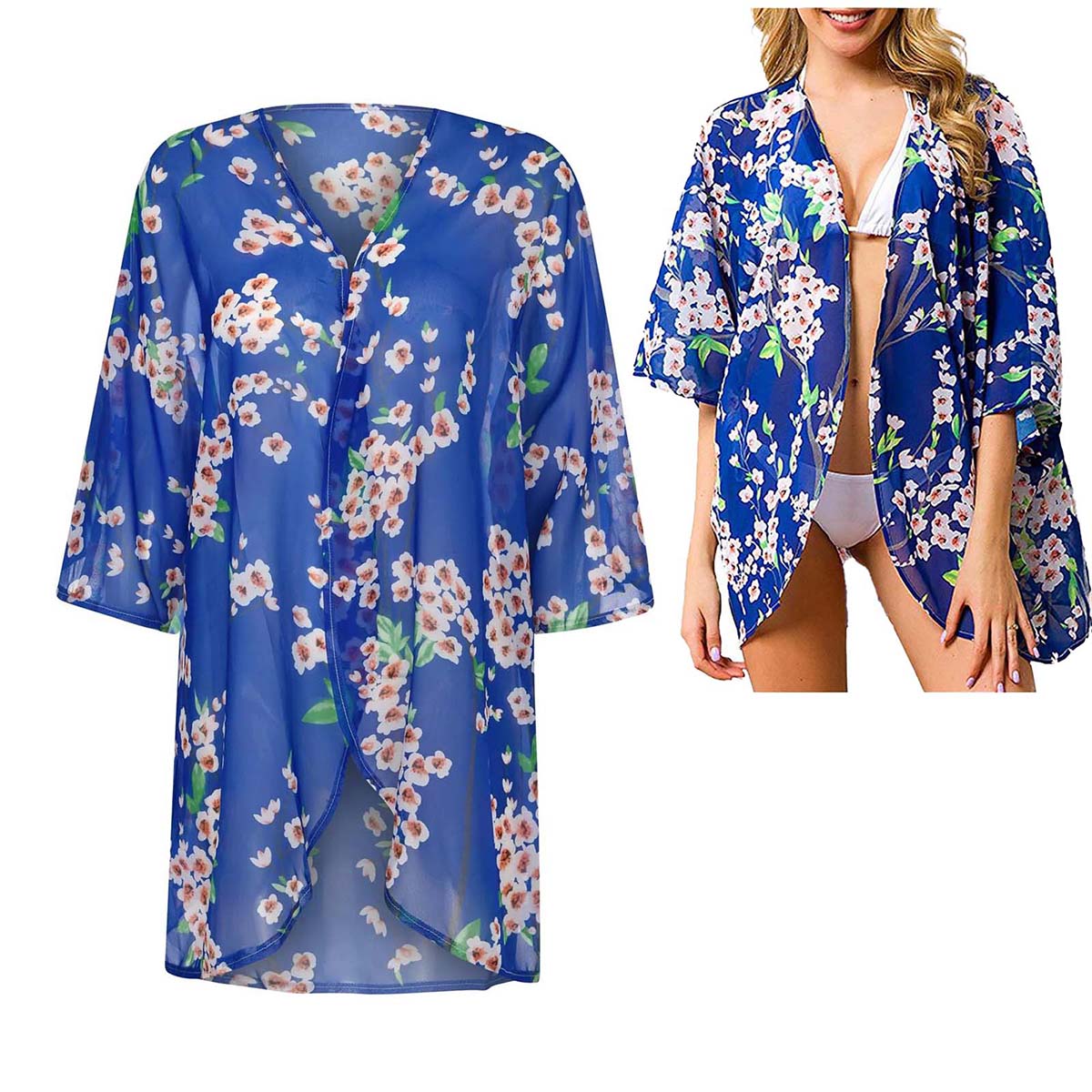 เสื้อคลุมกิโมโนชีฟองบางเบาสำหร - Kimono Sheer Floral บทวิจารณ์และราคา
