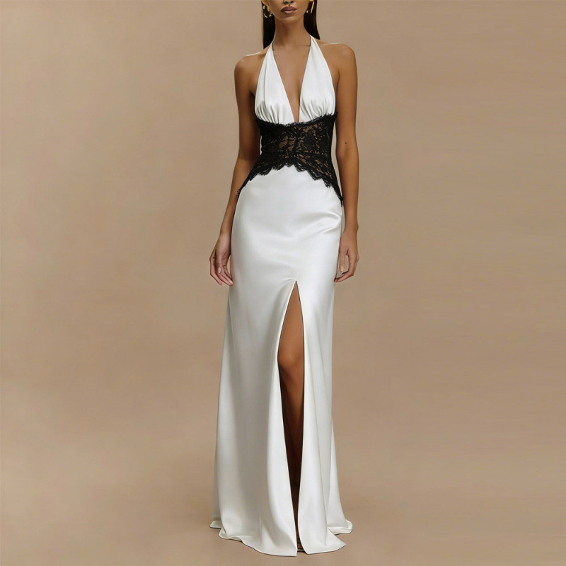 เดรสยาวเปิดหลังแบบผูกคอ สีชมพู - Maxi Dress Halter บทวิจารณ์และราคา