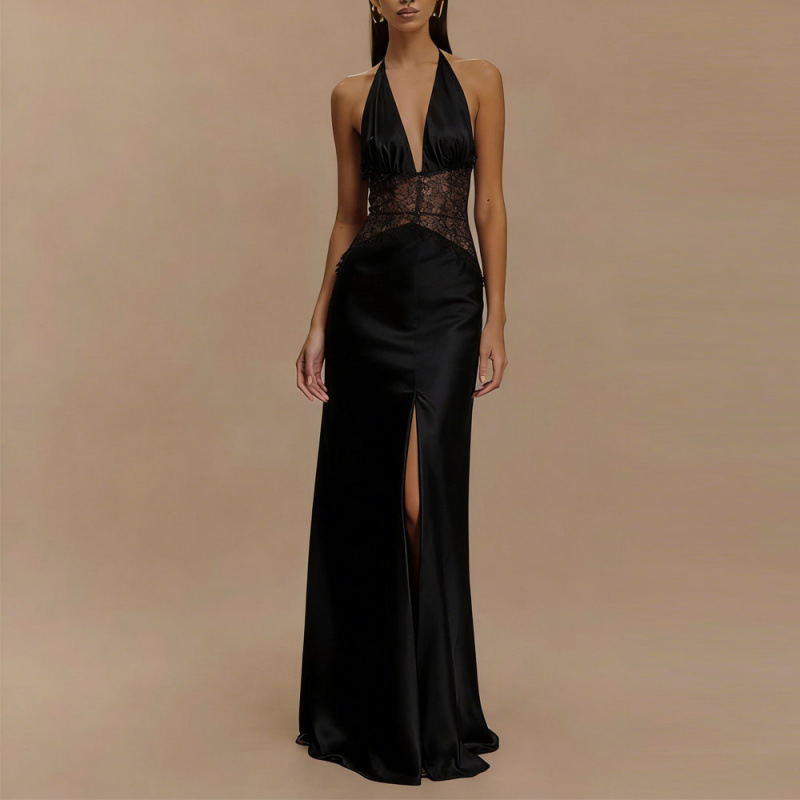 เดรสยาวเปิดหลังแบบผูกคอ สีชมพู - Maxi Dress Halter บทวิจารณ์และราคา