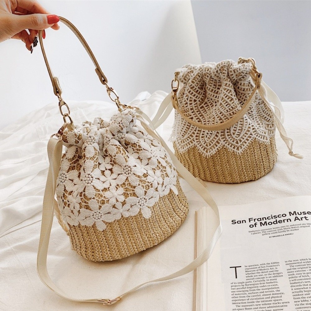 กระเป๋าสะพายไหล่ลายลูกไม้แบบพก - Tote Bag Beach บทวิจารณ์และราคา