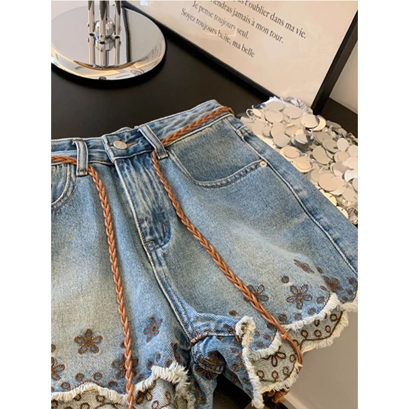 กางเกงยีนส์ขาสั้นสไตล์วินเทจ ร - Shorts Denim Frayed บทวิจารณ์และราคา