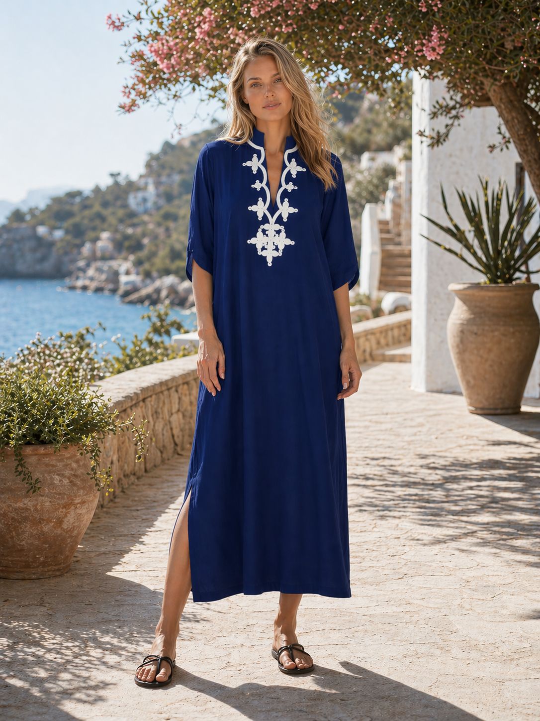 ชุดคาฟทันสำหรับผู้หญิง ปักลาย  - Cover Up Kaftan บทวิจารณ์และราคา