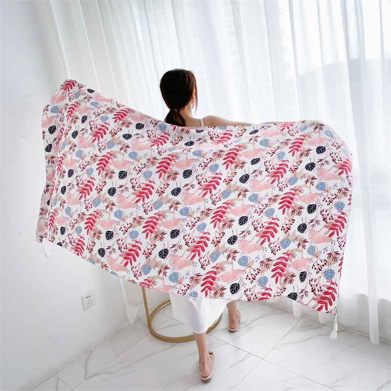 90X185ซมผ้าฝ้ายผ้าลินินพิมพ์ลา - Linen Dress Wrap บทวิจารณ์และราคา