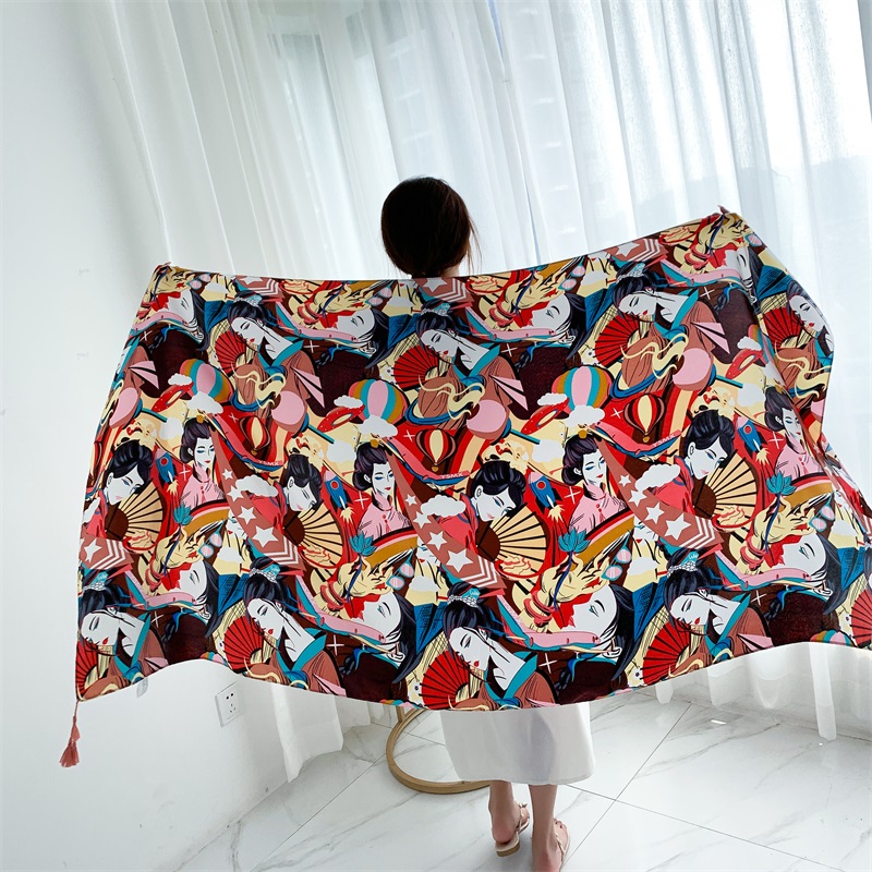 90X185ซมผ้าฝ้ายผ้าลินินพิมพ์ลา - Linen Dress Wrap บทวิจารณ์และราคา