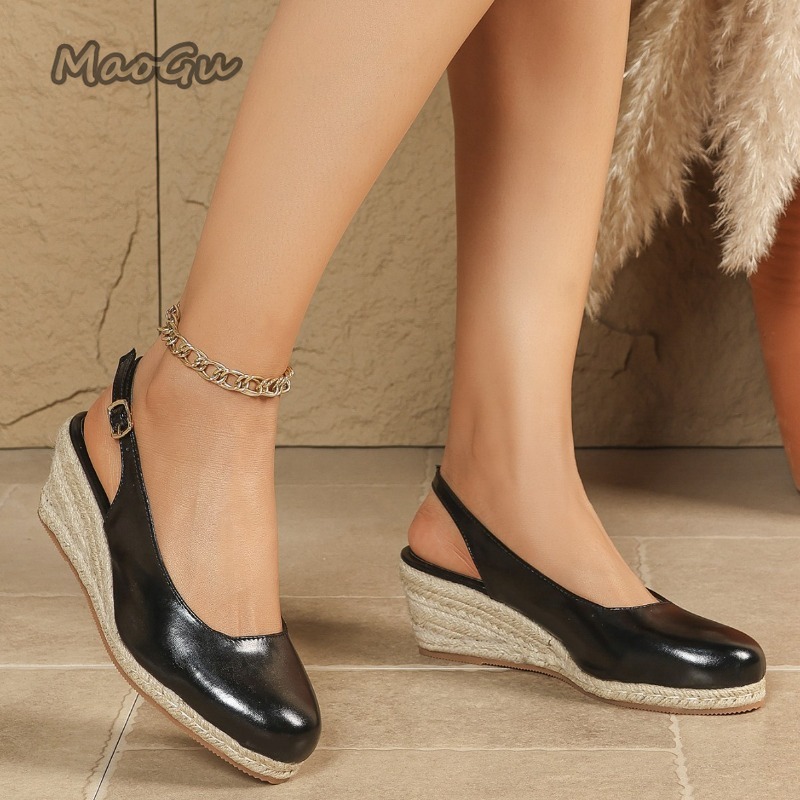 รองเท้าส้นเตารีดแบบสวมเปิดส้นส - Wedge Espadrille Women บทวิจารณ์และราคา