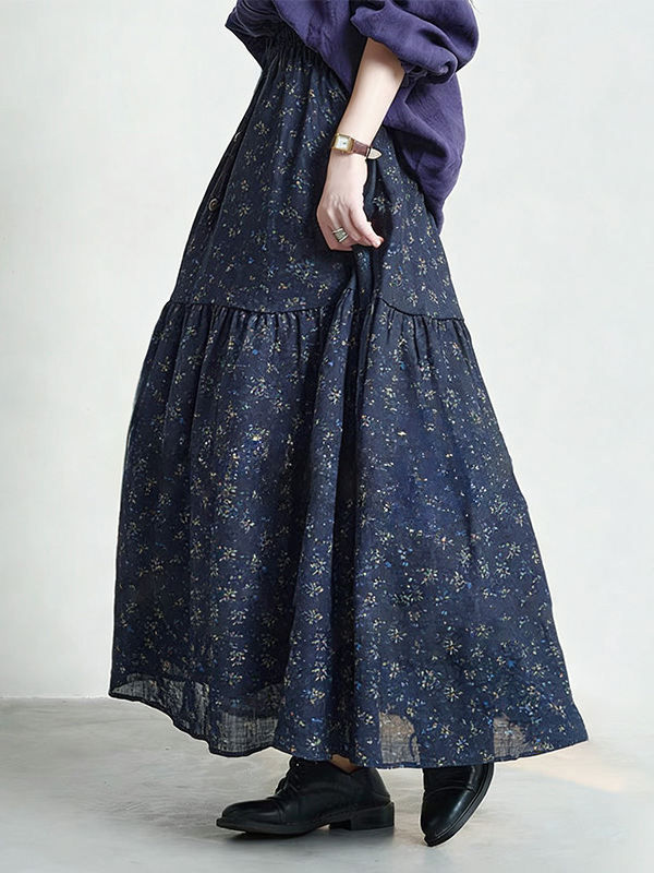 กระโปรงทรงเอเอวสูงลายดอกไม้  ไ - Midi Skirt Floral บทวิจารณ์และราคา