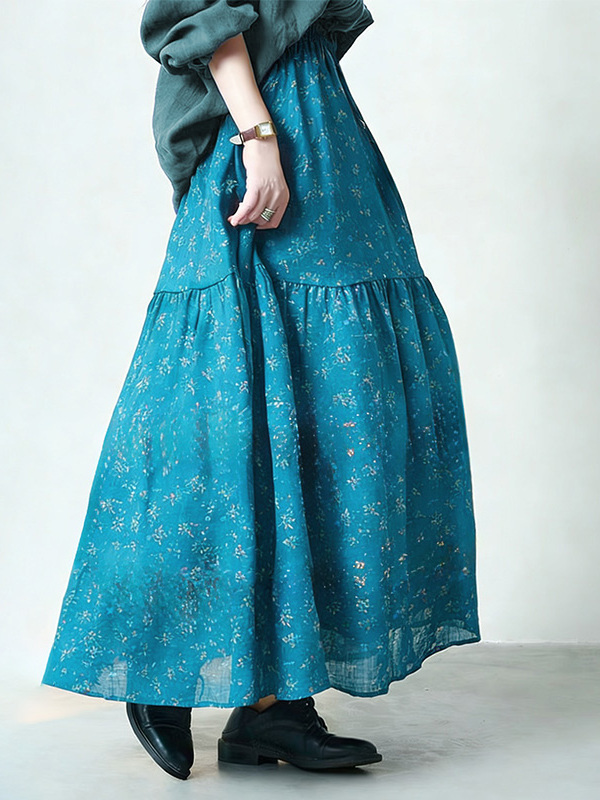 กระโปรงทรงเอเอวสูงลายดอกไม้  ไ - Midi Skirt Floral บทวิจารณ์และราคา
